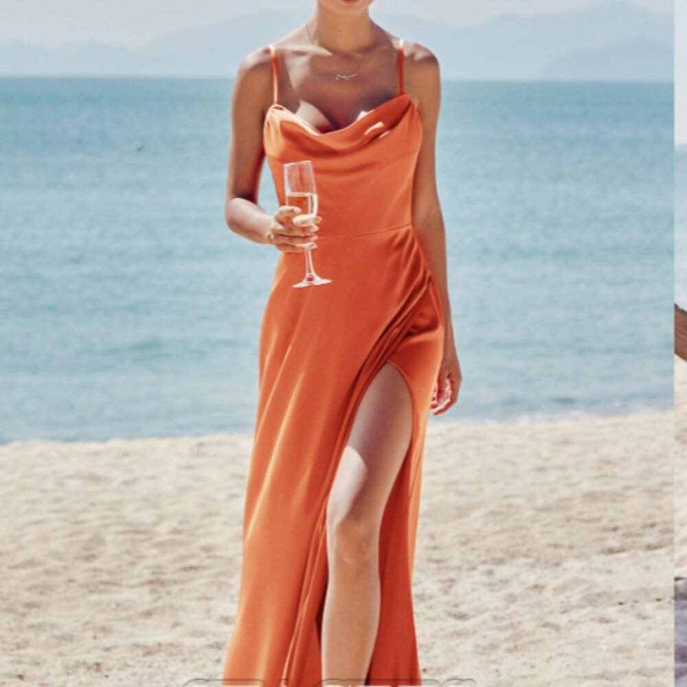 Orange Maxi Bridesmaid Dress